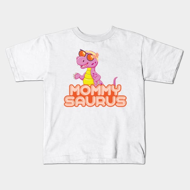 'MommySaurus With Ribbon And Shades' Dinosaurs T Rex Gift Kids T-Shirt by ourwackyhome